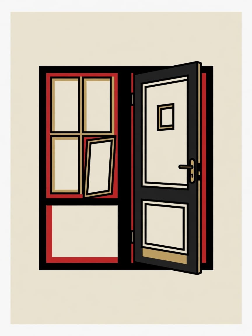 Illustration eines neuen Fensters und einer Haustür