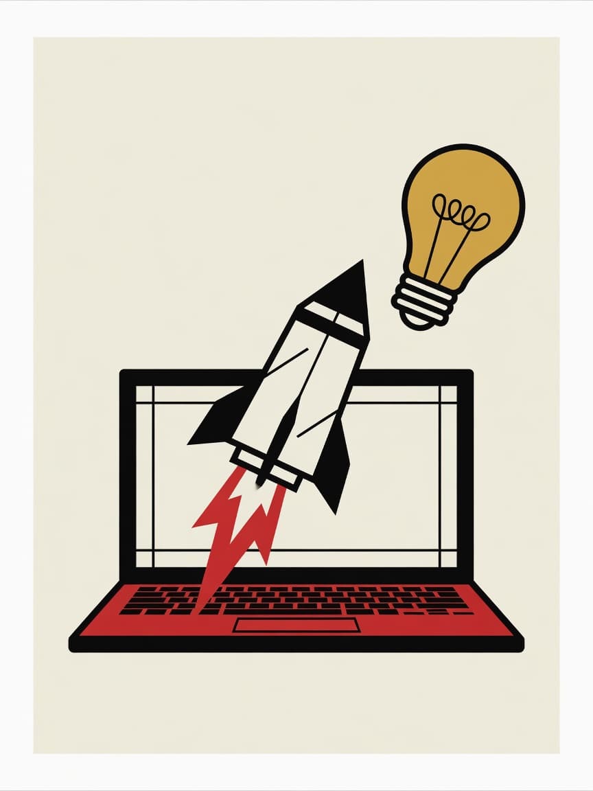 Illustration einer startenden Rakete als Symbol für eine Unternehmensgründung