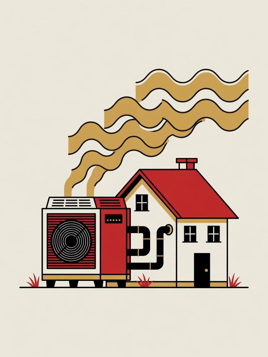 Illustration einer modernen Heizungsanlage im Keller eines Hauses
