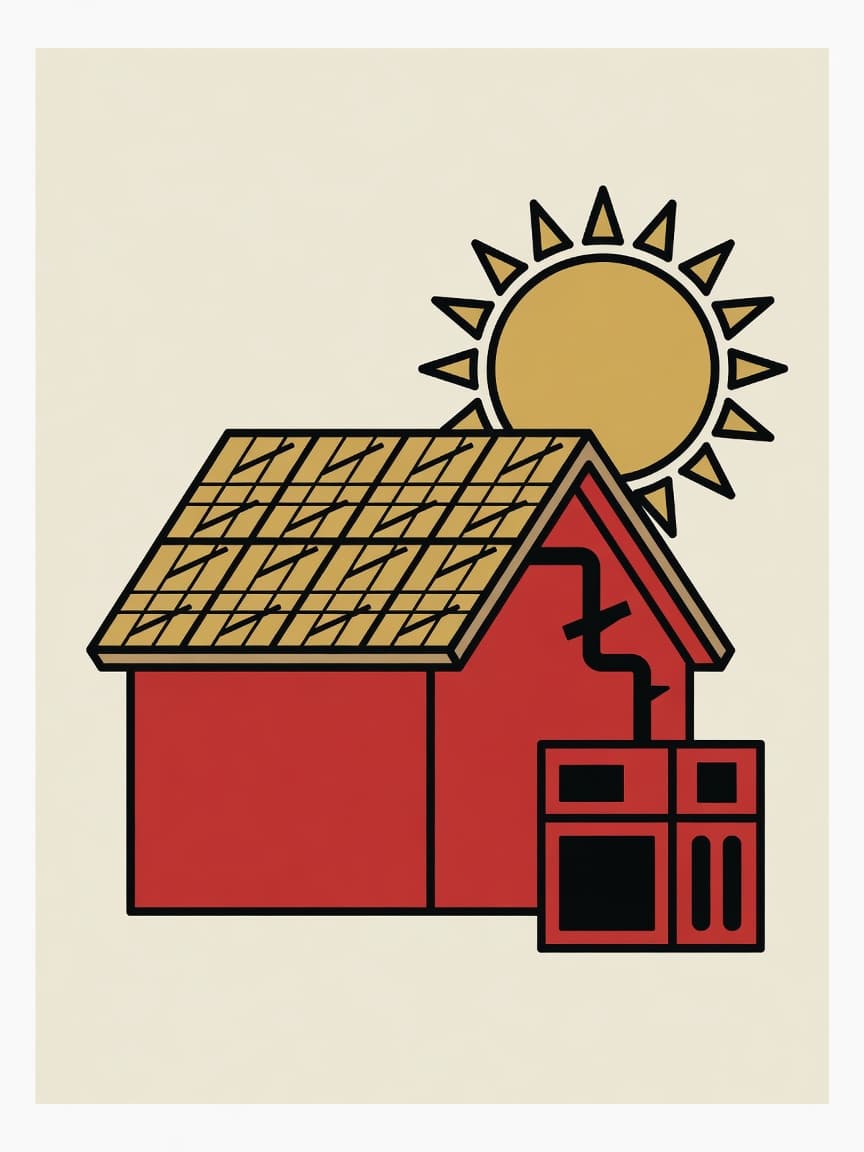 Illustration eines Hauses mit Photovoltaikanlage auf dem Dach